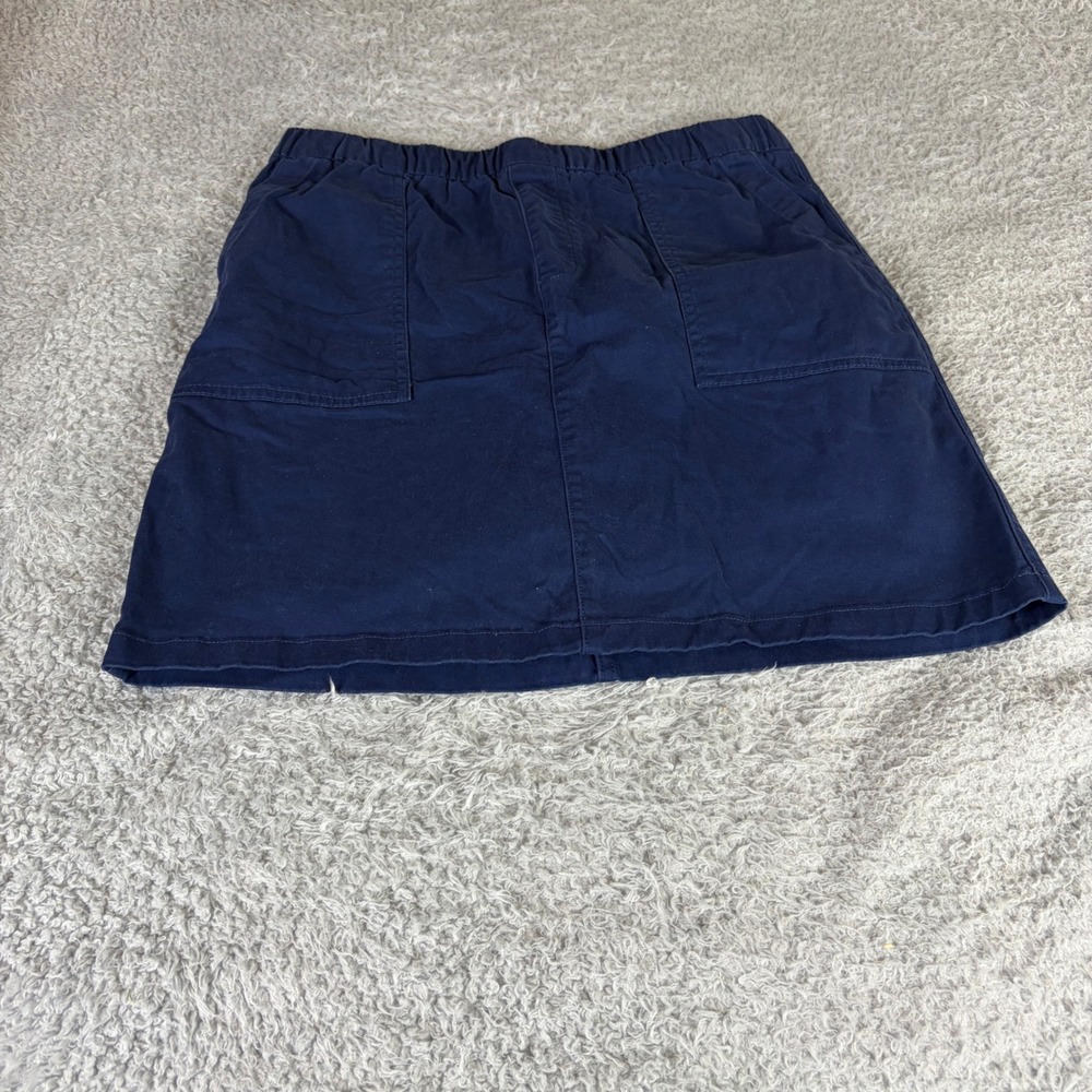 Lands End Navy Blue Pull On Skort Size 10 Cotton Blend Twill Mini Skirt Pockets - Picture 1 of 9